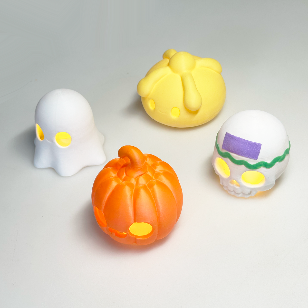 4 Lamparitas Kawaii 3D - Día de Muertos (Halloween)