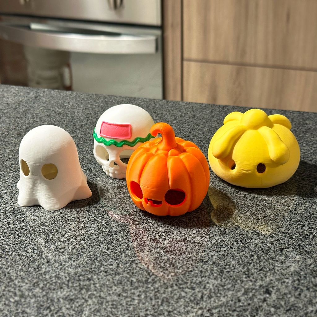 4 Lamparitas Kawaii 3D - Día de Muertos (Halloween)