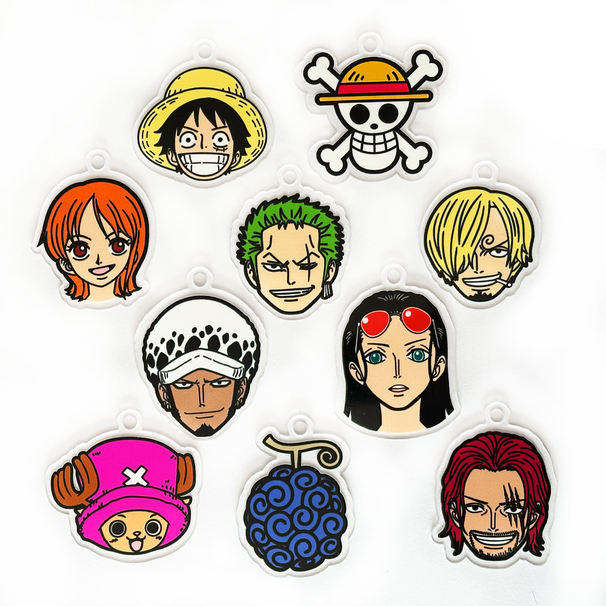10 Pz. Adornos De Navidad Personajes One Piece (Acrílico)