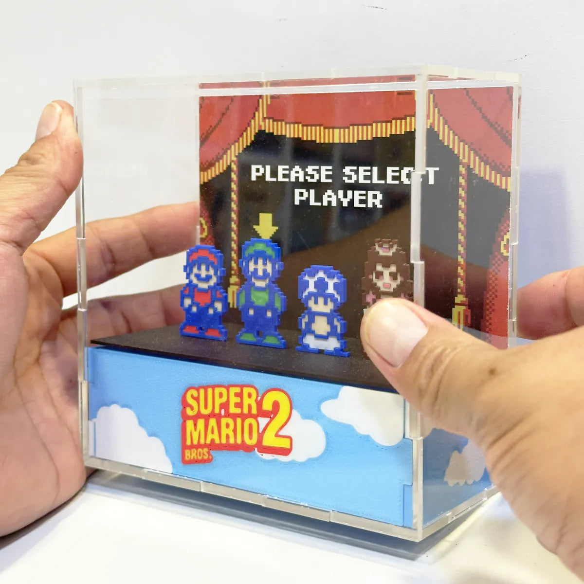 Diorama 3d Geek Gamer (Super Mario Bros 2) - Cubo Acrílico