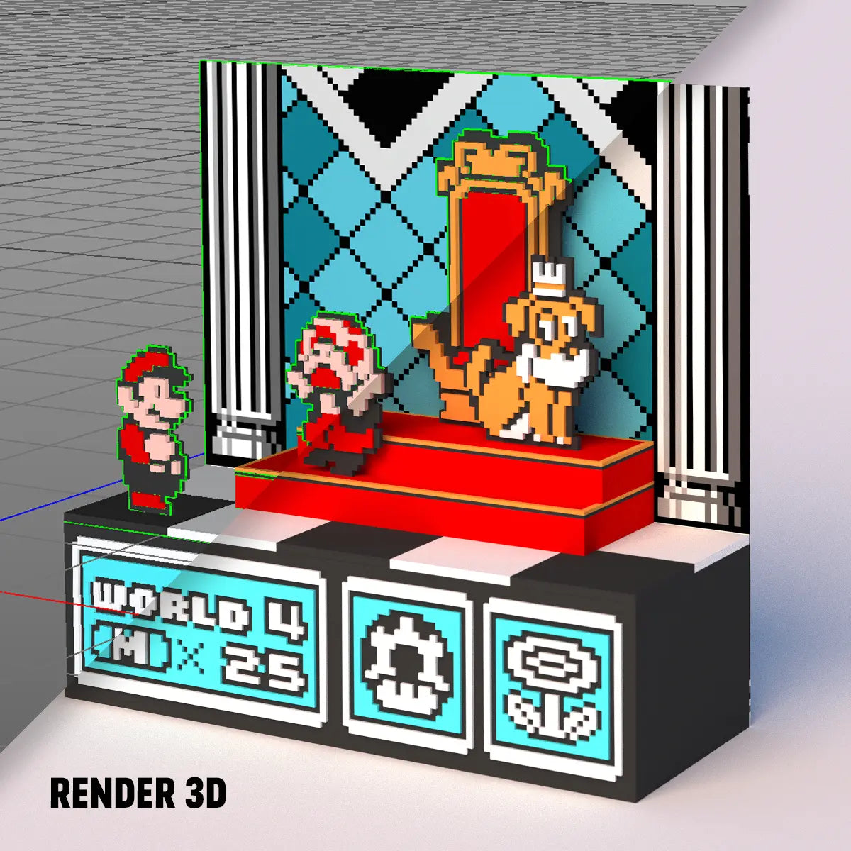 Diorama 3d Geek Gamer (Super Mario Bros 3) - Cubo Acrílico