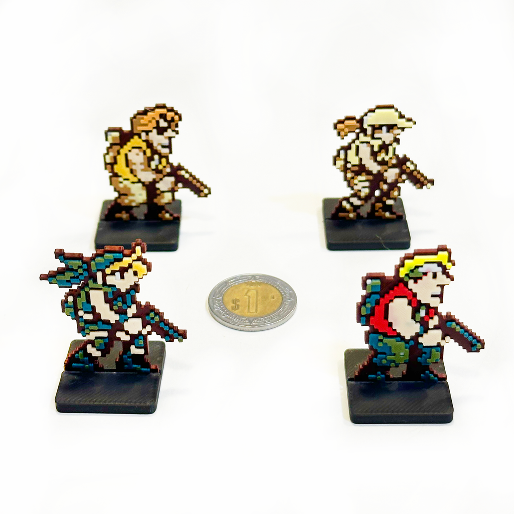 Mini Figuras 3D - 4 Personajes Metal Slug Sprites Videojuegos Arcade