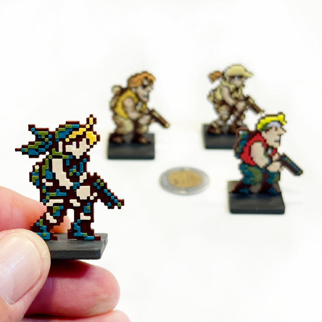 Mini Figuras 3D - 4 Personajes Metal Slug Sprites Videojuegos Arcade