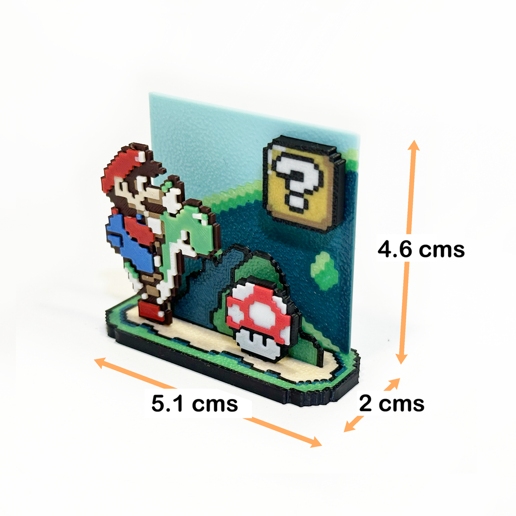 Mini Figuras 3d - Adorno Diorama Super Mario Bros - Yoshi
