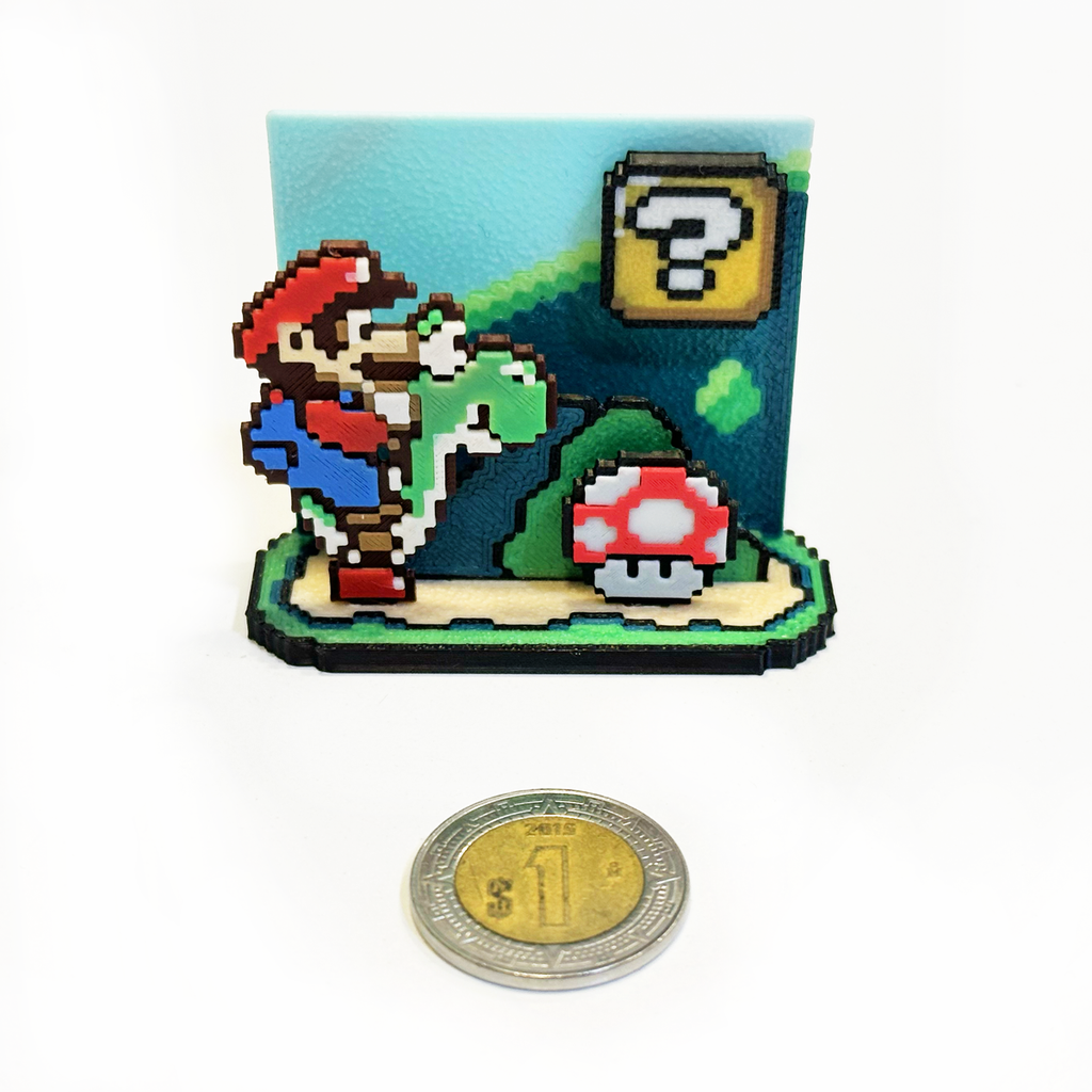 Mini Figuras 3d - Adorno Diorama Super Mario Bros - Yoshi